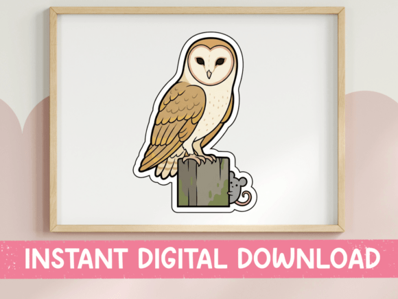 Barn Owl on Mossy Post Sticker