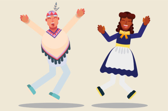 Cheerful Thanksgiving Character - Couple