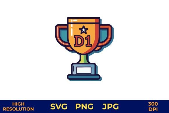 Golden Trophy with D1 Badge Vector