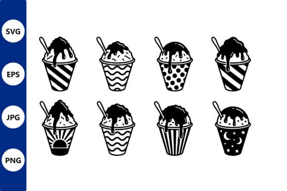 Ice Cream Cup Vector Patterns