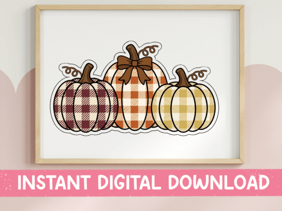 Plaid Pumpkin Trio Fall Decor Art