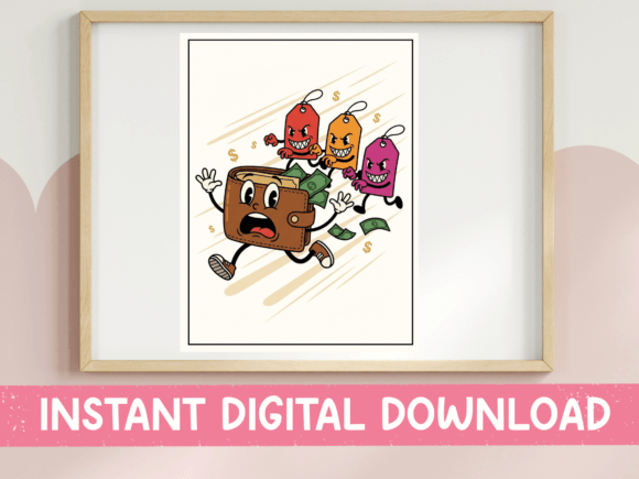 Running Wallet Cartoon Print
