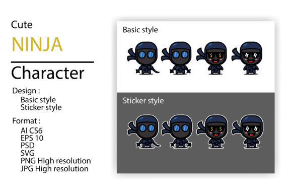 Set of Cute Ninja Character